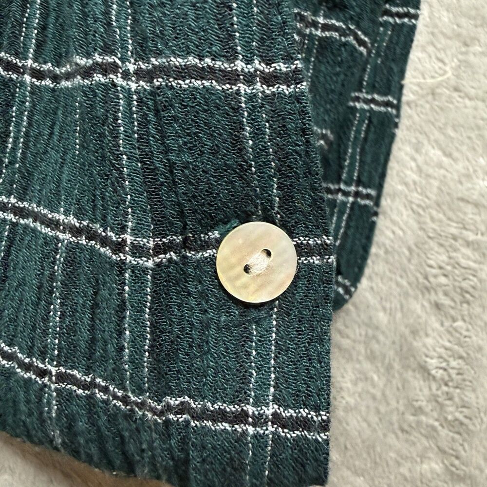J. Jill Shirt Women's 2X Green Plaid Button Up V-Neck 3/4 Sleeve Dark Academia - Picture 10 of 10
